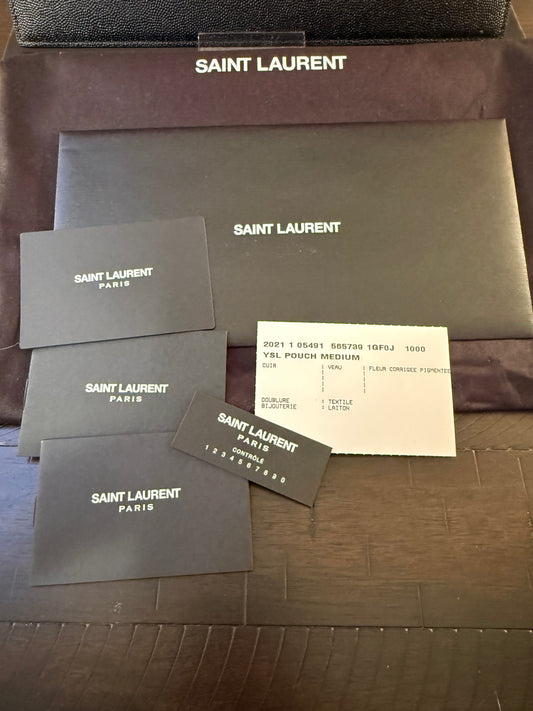 SAINT LAURENT UPTOWN POUCH IN GRAIN DE POUDRE LEATHER-NWT