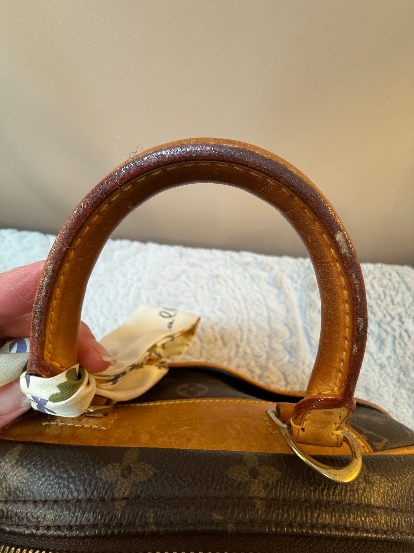 Louis Vuitton Trouville Vintage Satchel with Floral Scarf