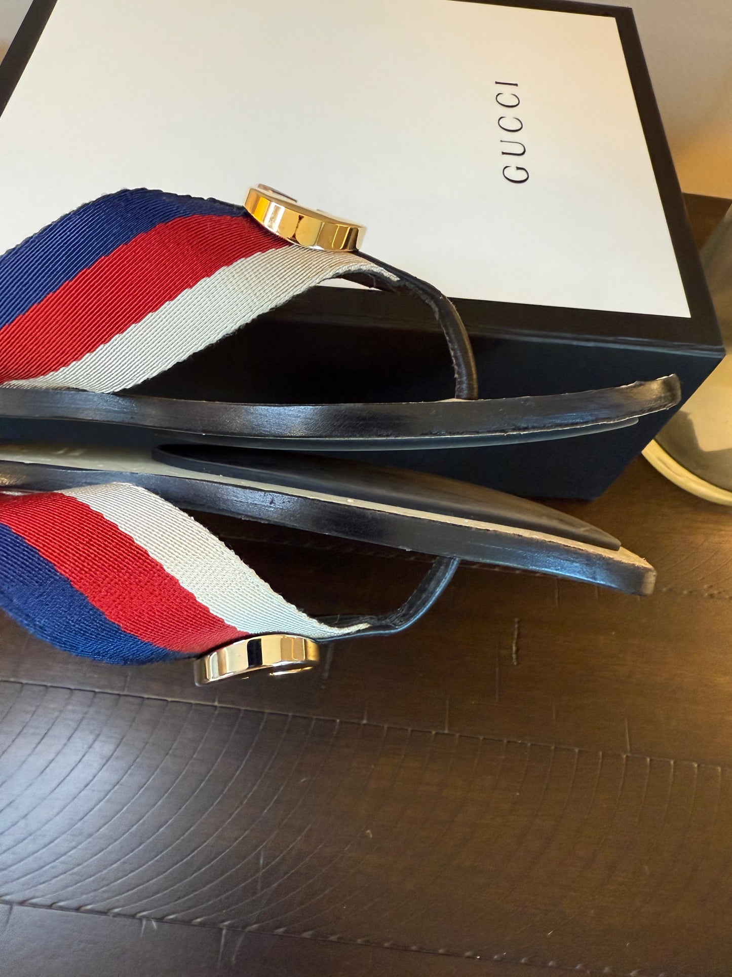 GUCCI Kika Logo-embellished Striped Nylon, Canvas and Leather Sandals