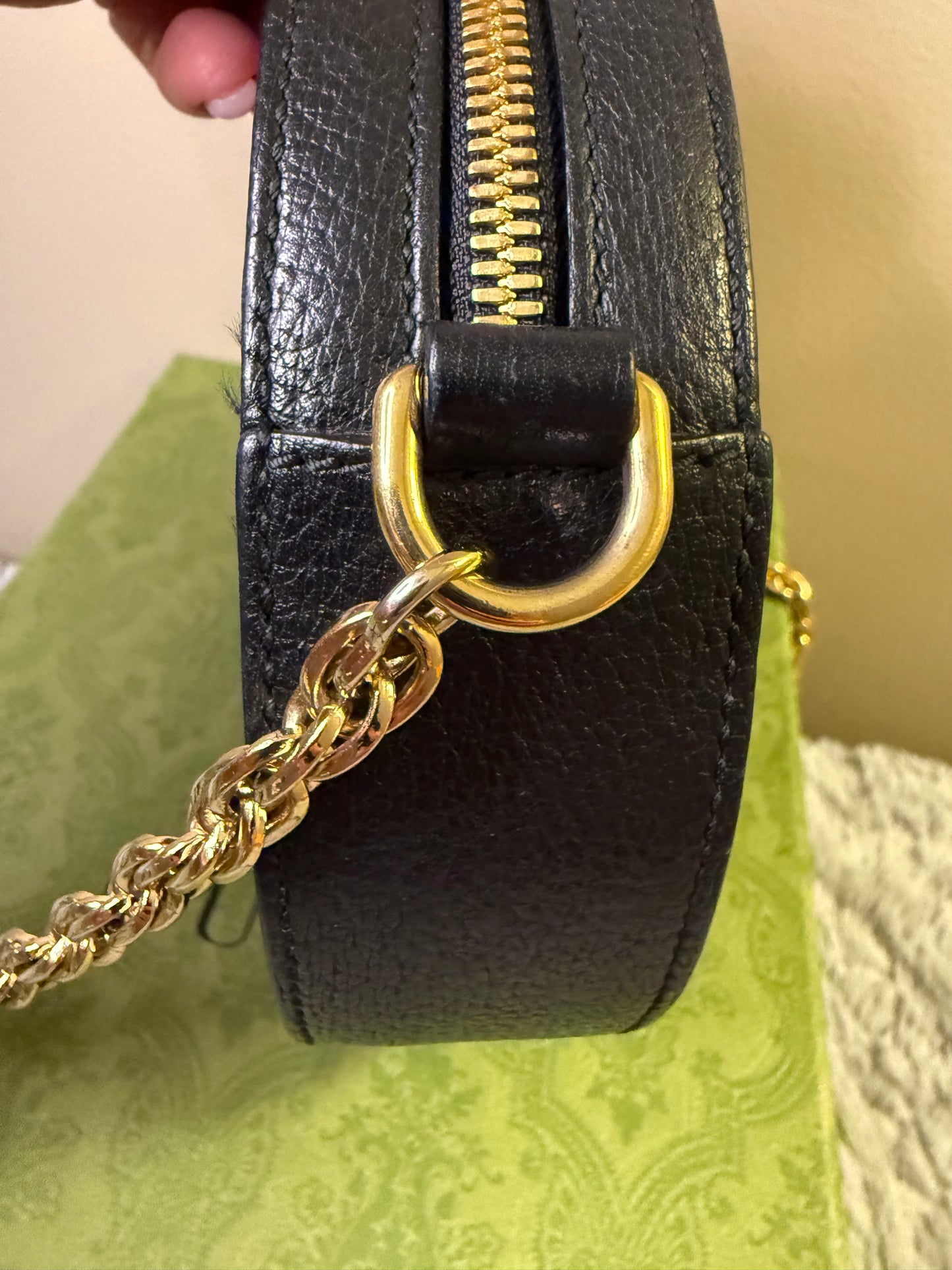 Gucci Ophidia Web Calfskin Round Crossbody Bag