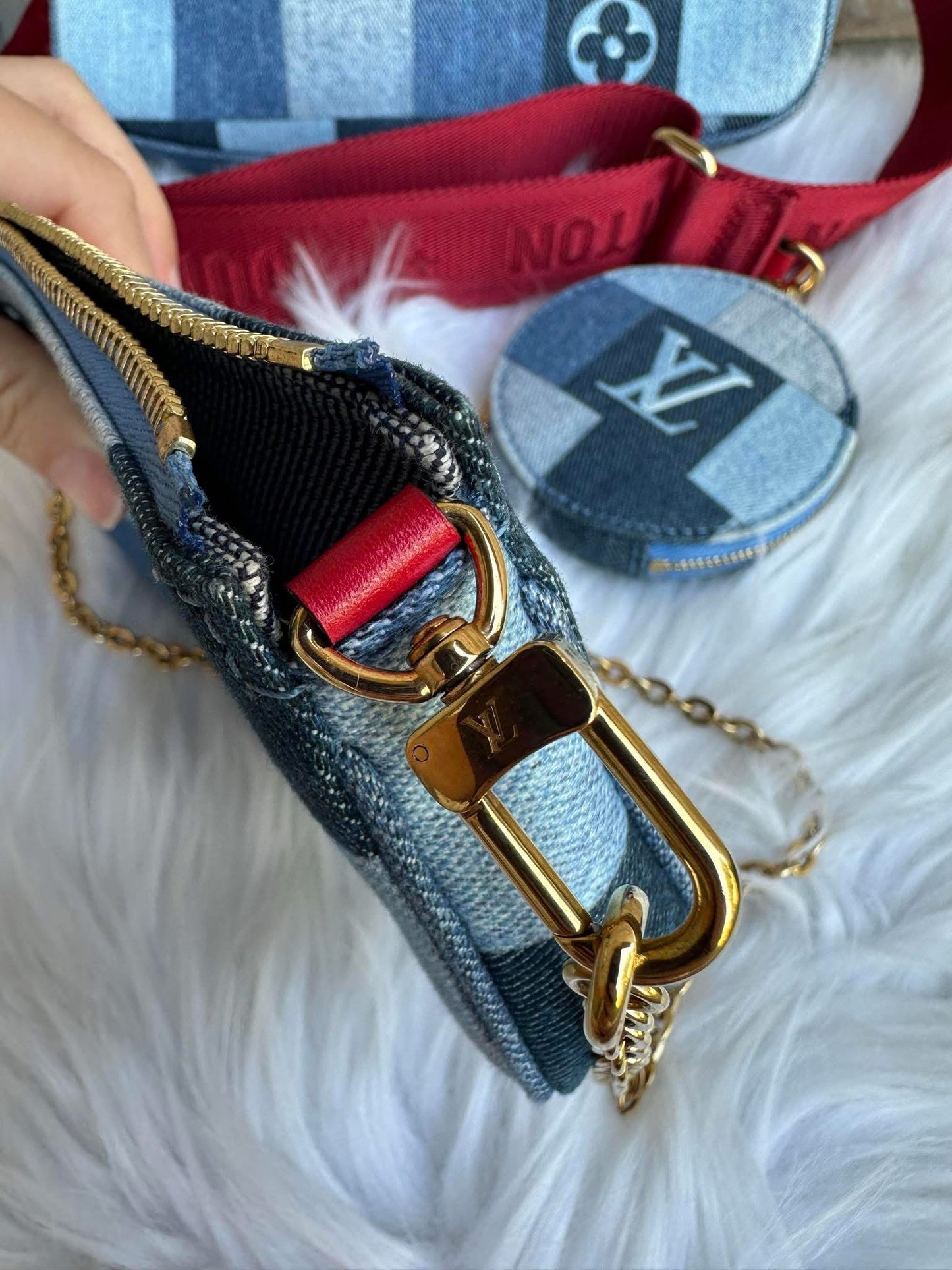 Louis Vuitton Multi Pochette Denim Damier monogram Patchwork-rare!
