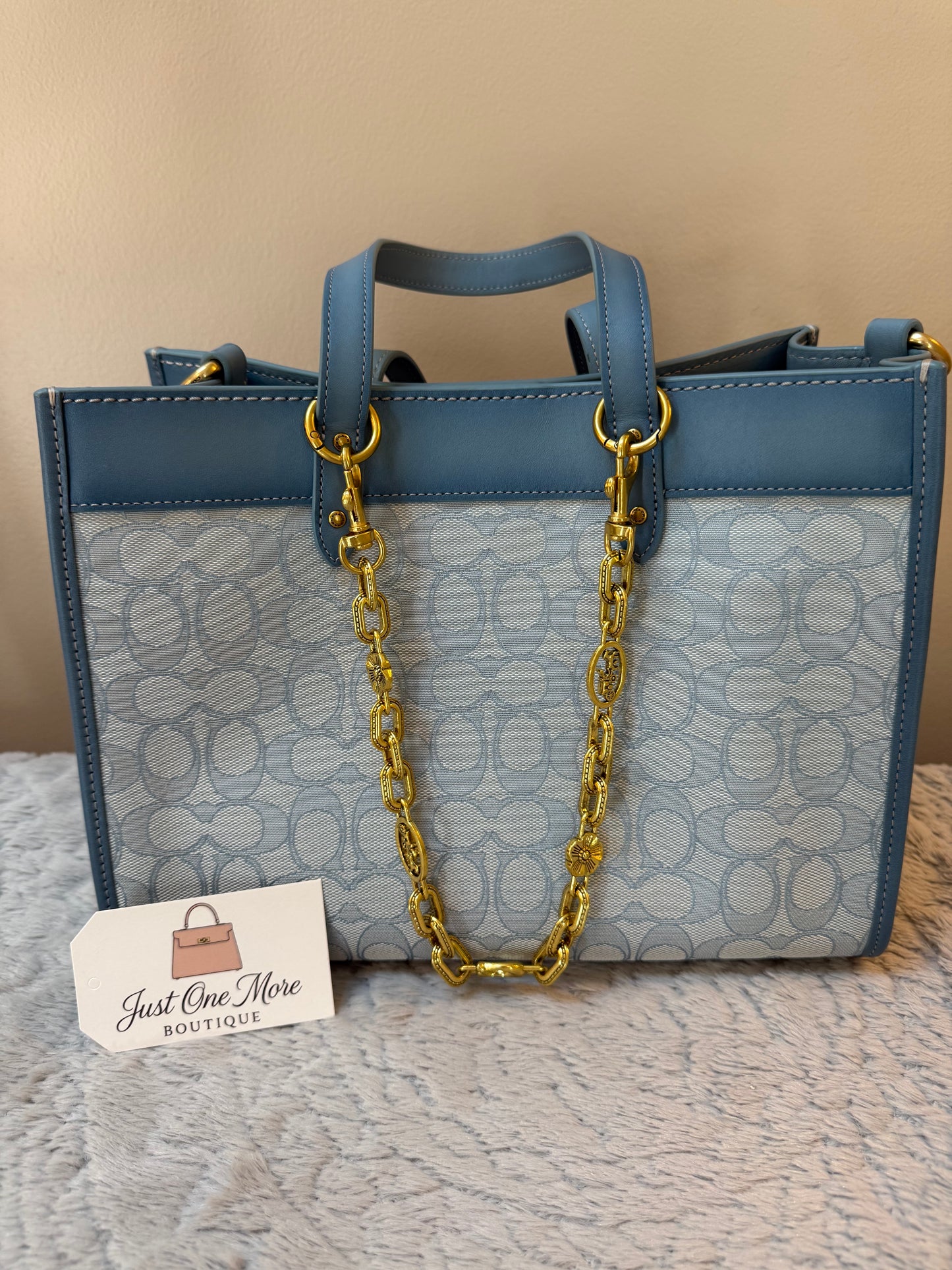 Coach Field 30 Small Signature Jacquard Tote - Blue