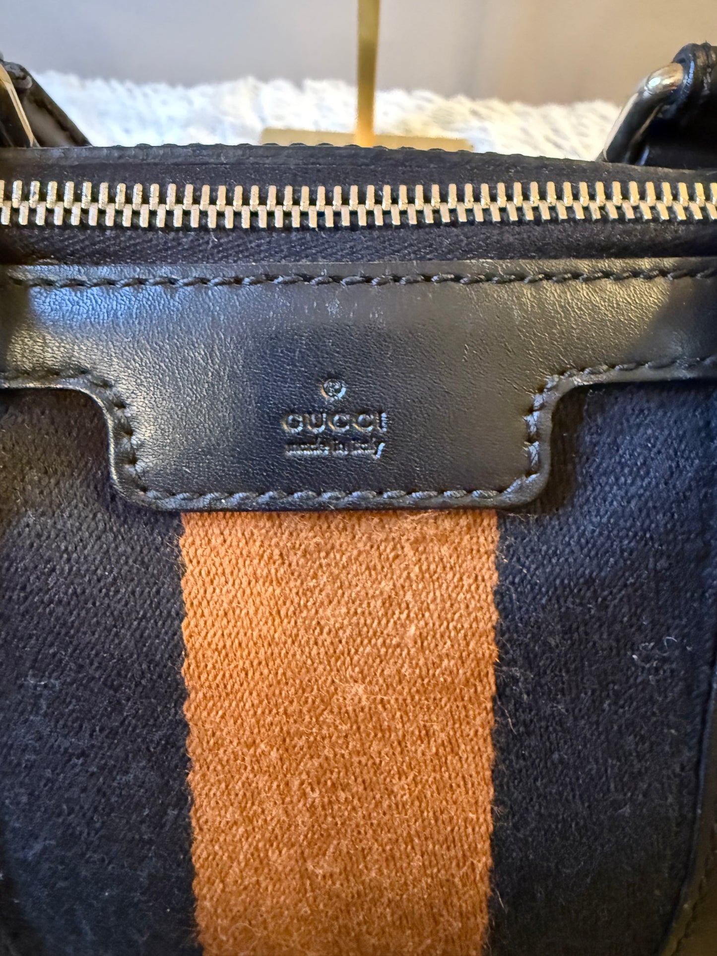 Gucci Diamante Black and Brown 2 Way Tote