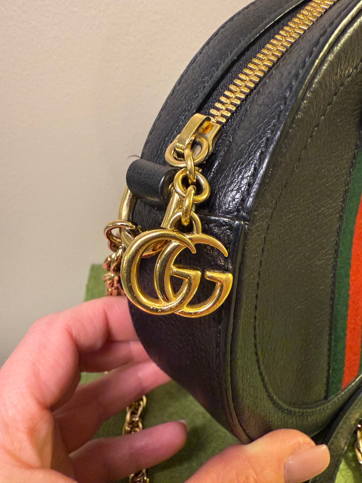 Gucci Ophidia Web Calfskin Round Crossbody Bag