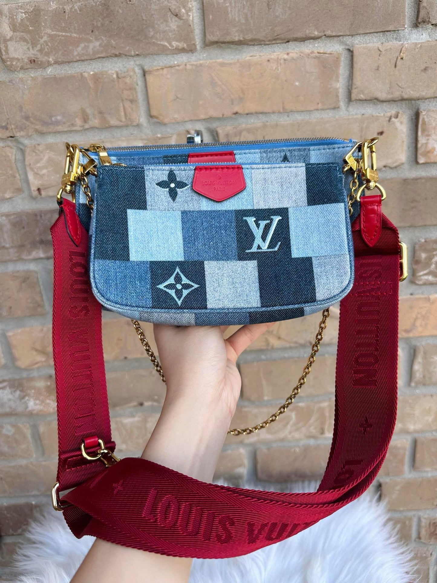 Louis Vuitton Multi Pochette Denim Damier monogram Patchwork-rare!