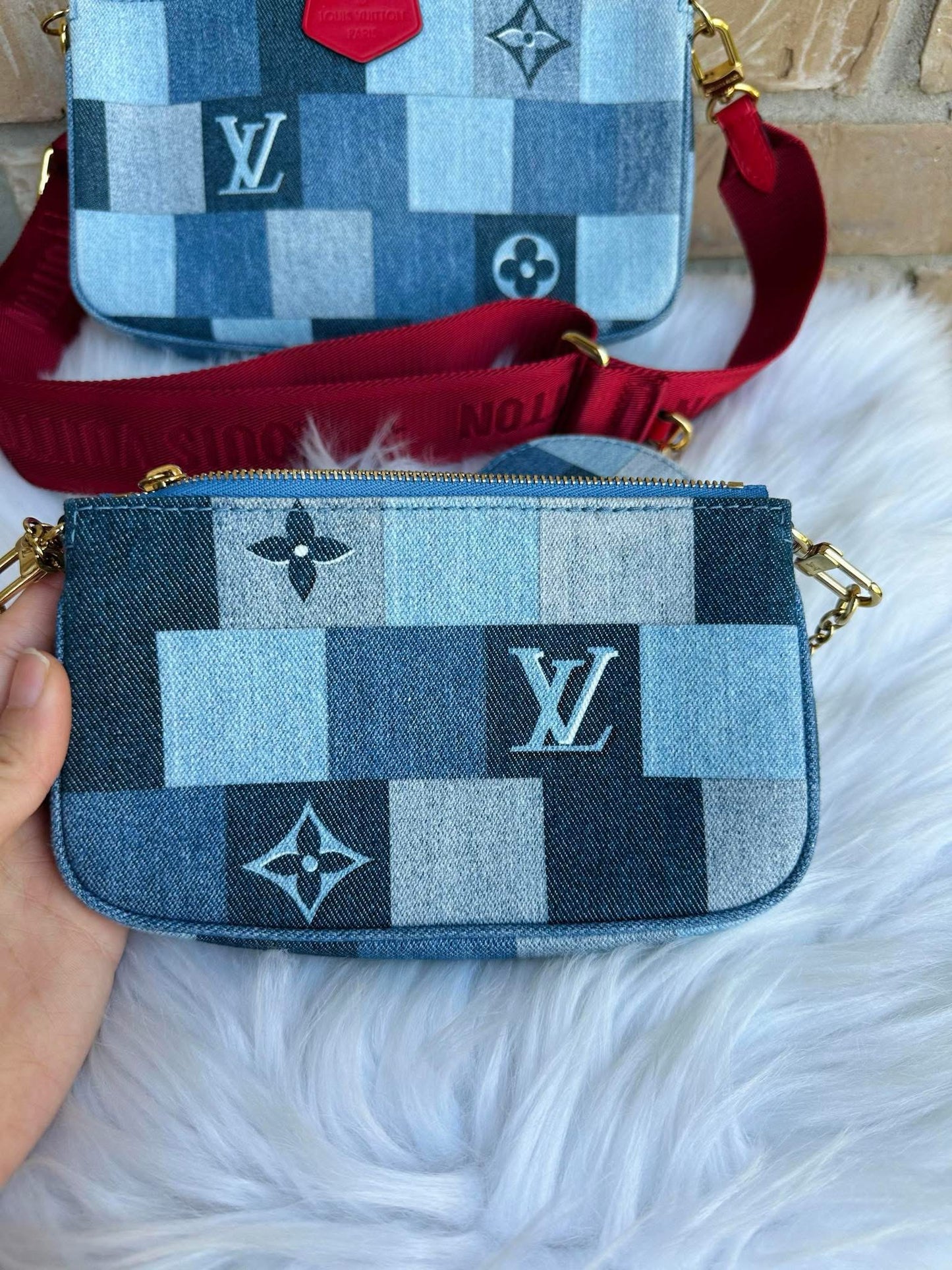 Louis Vuitton Multi Pochette Denim Damier monogram Patchwork-rare!