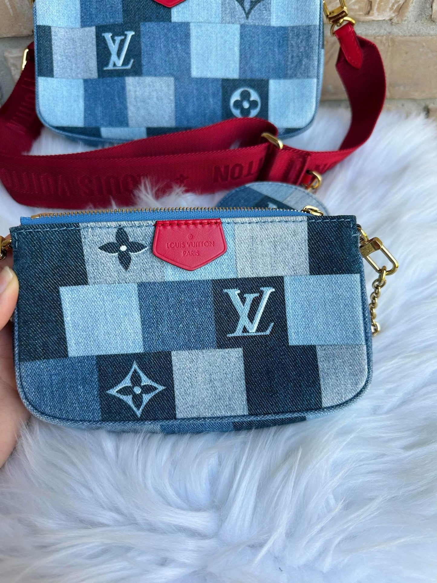 Louis Vuitton Multi Pochette Denim Damier monogram Patchwork-rare!