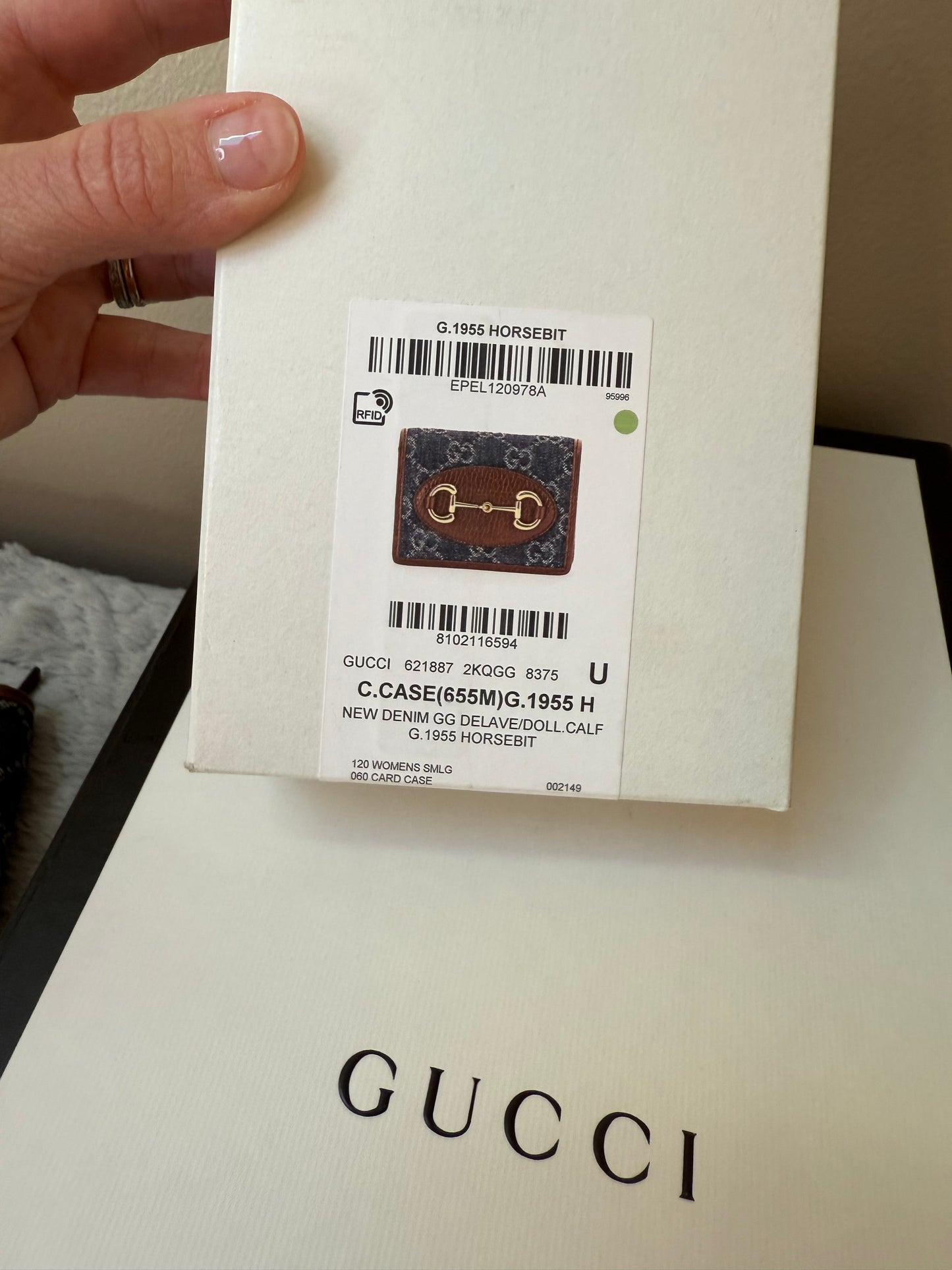 Gucci Denim Horsebit Compact Wallet ( New with box)