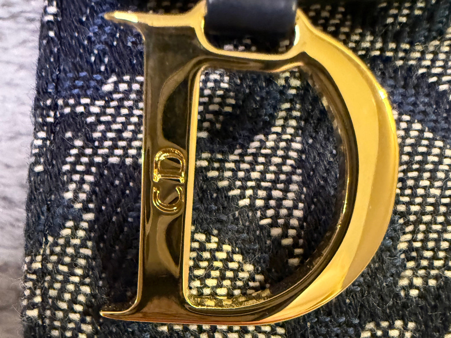 Dior Navy Blue Monogram Trotter Saddle Flap Long Wallet