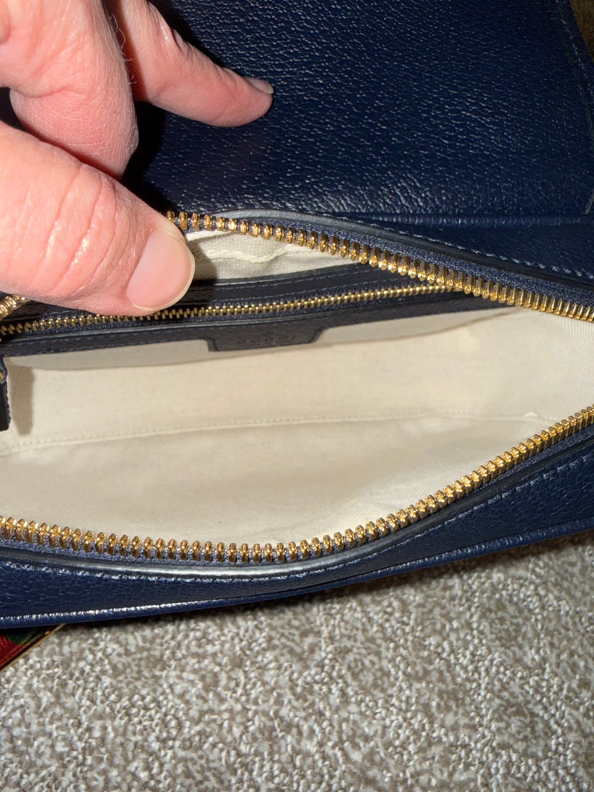 Gucci Navy Leather Crossbody with 2 Straps Red and Green Strap/ Blue Leather