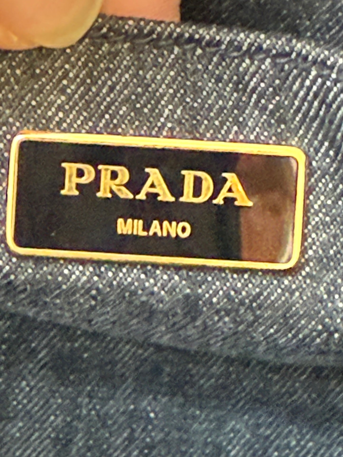 Prada Canapa logo-print tote bag in black denim