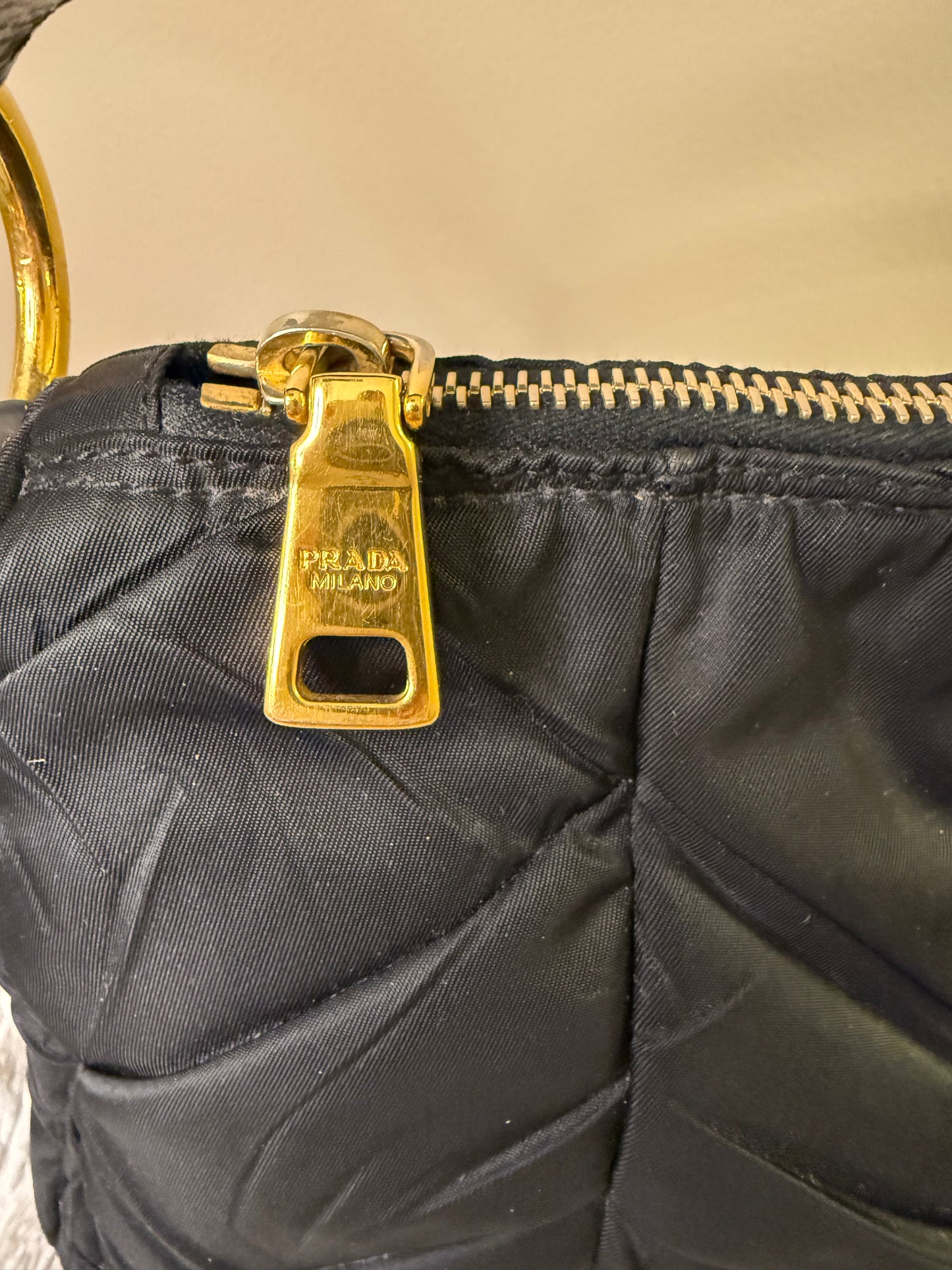 Prada Tessuto Chevron Quilted Nylon Hobo Bag