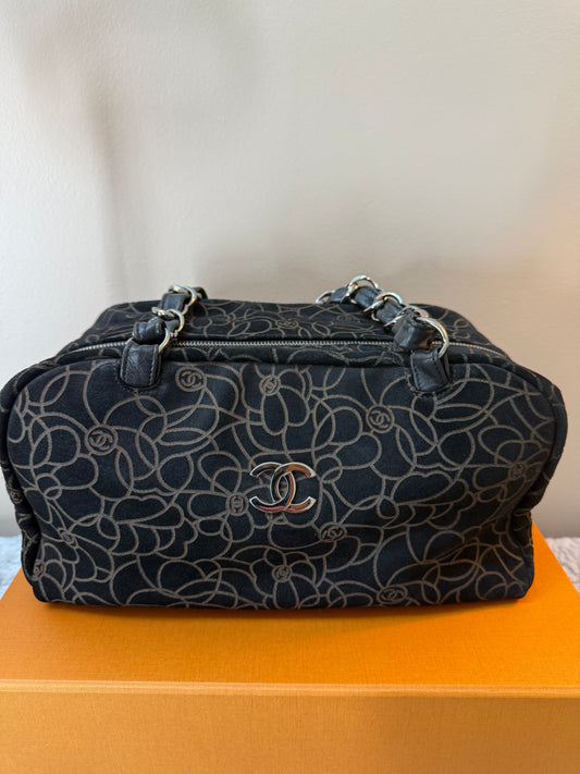Chanel
Suede Camellia Bowler Bag