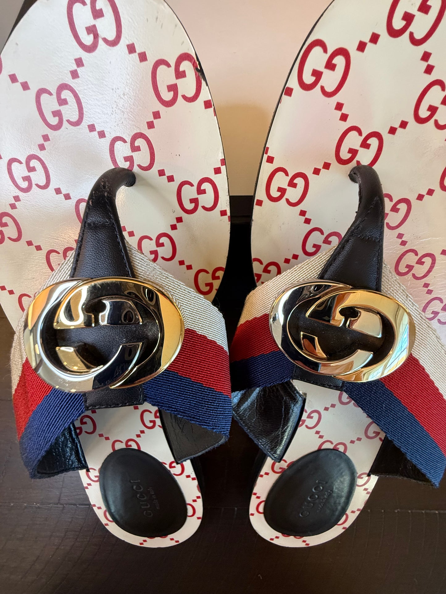 GUCCI Kika Logo-embellished Striped Nylon, Canvas and Leather Sandals