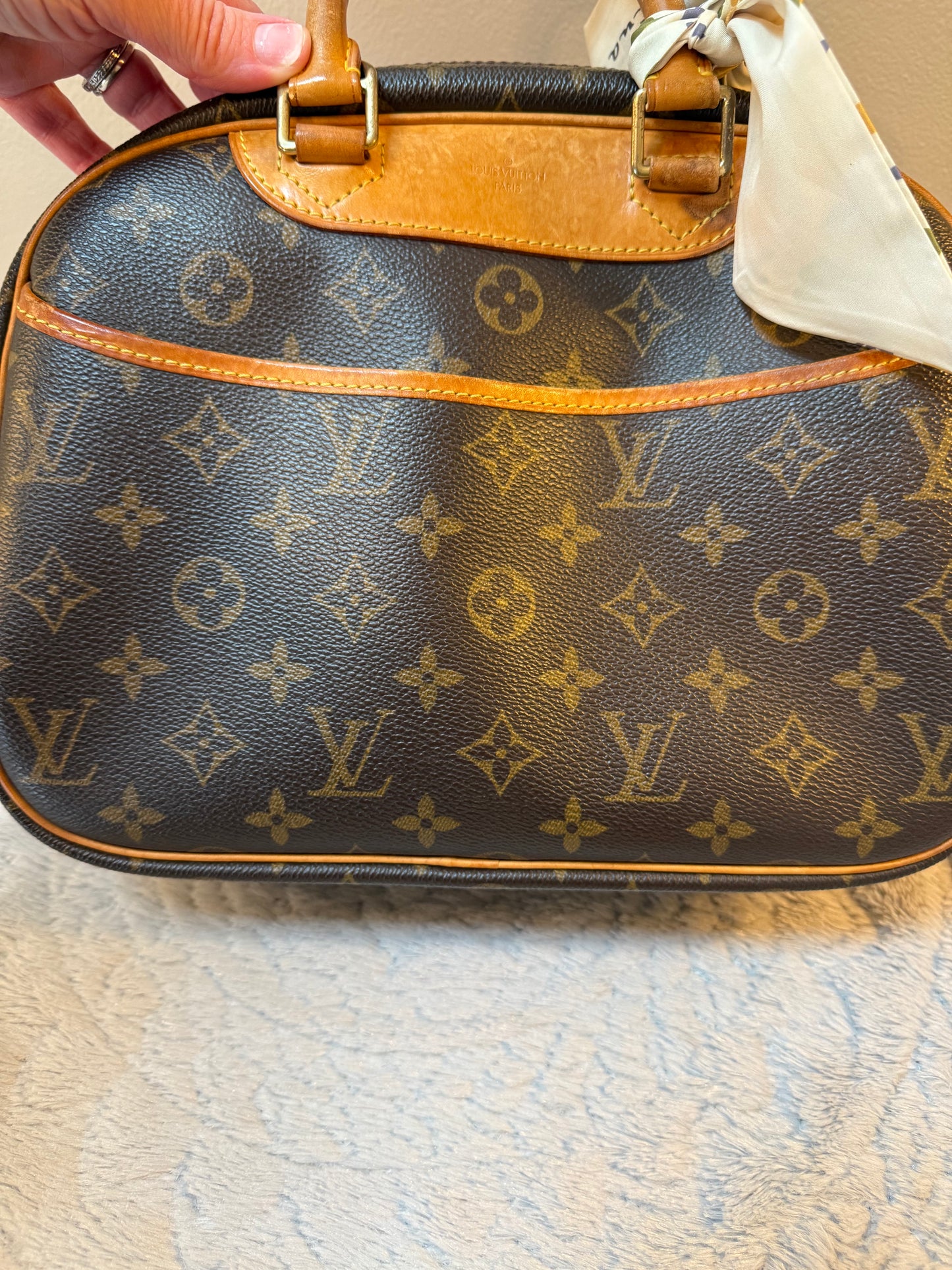 Louis Vuitton Trouville Vintage Satchel with Floral Scarf
