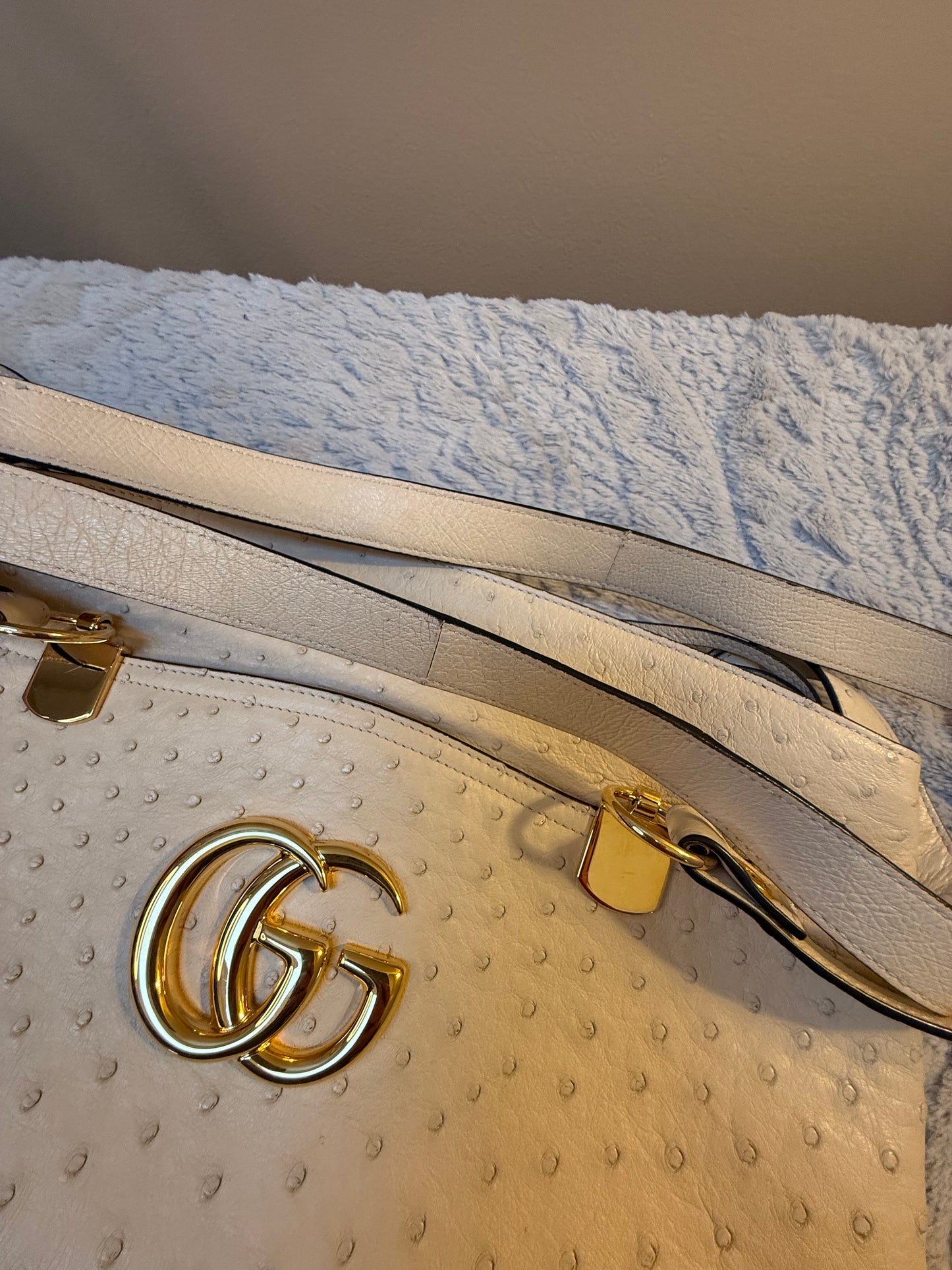 Gucci Ostrich Arli Top Handle Bag