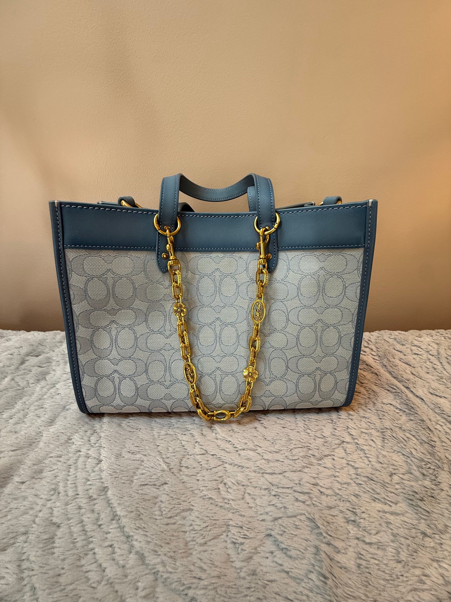 Coach Field 30 Small Signature Jacquard Tote - Blue