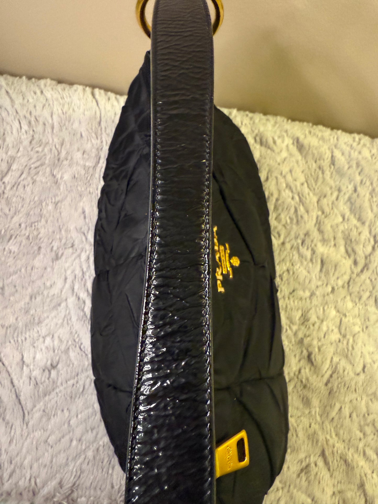 Prada Tessuto Chevron Quilted Nylon Hobo Bag