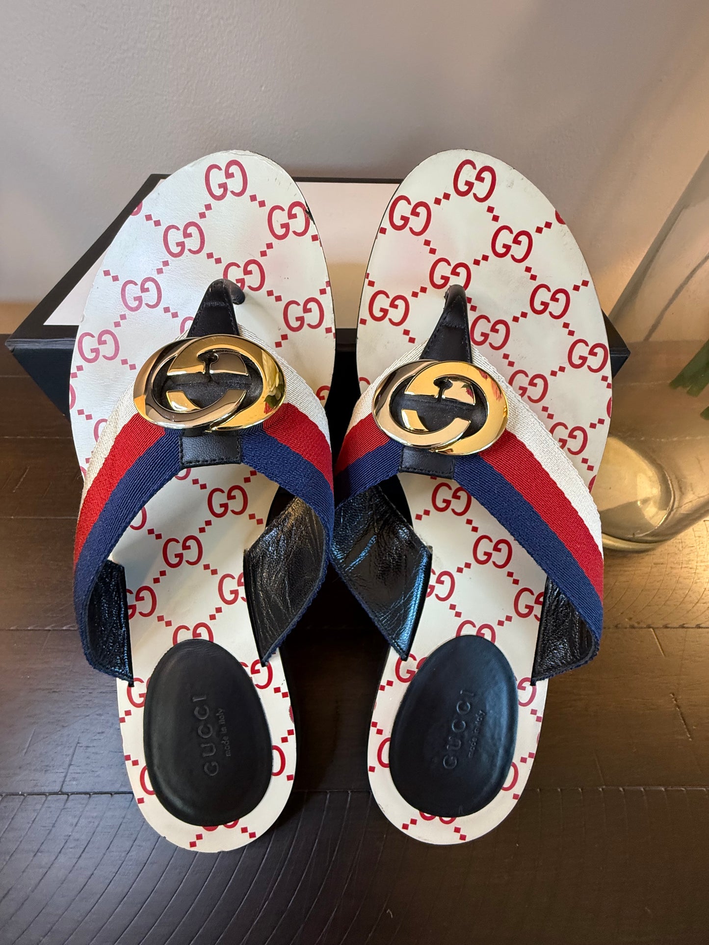 GUCCI Kika Logo-embellished Striped Nylon, Canvas and Leather Sandals