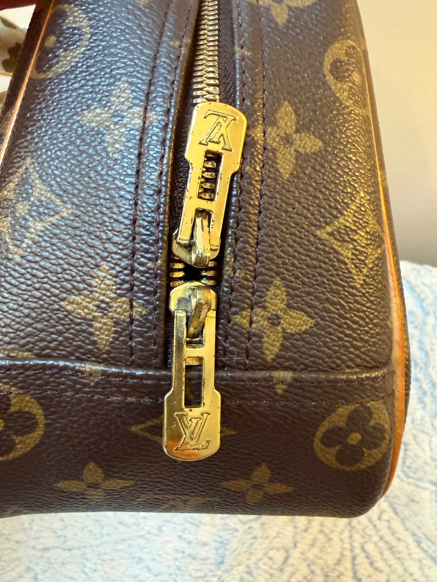 Louis Vuitton Trouville Vintage Satchel with Floral Scarf