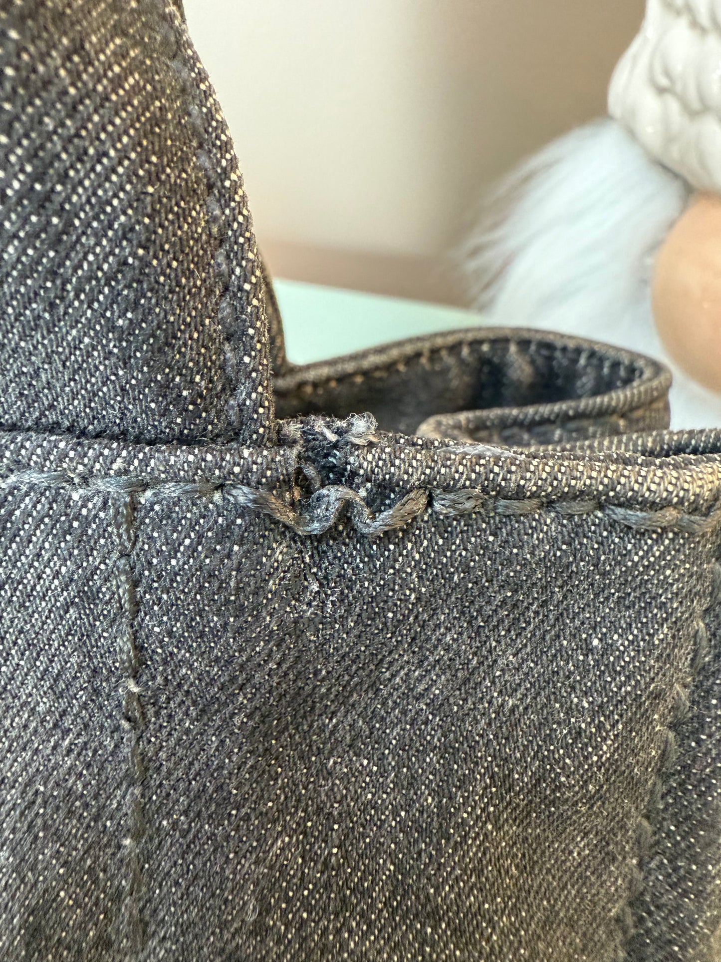 Prada Canapa logo-print tote bag in black denim
