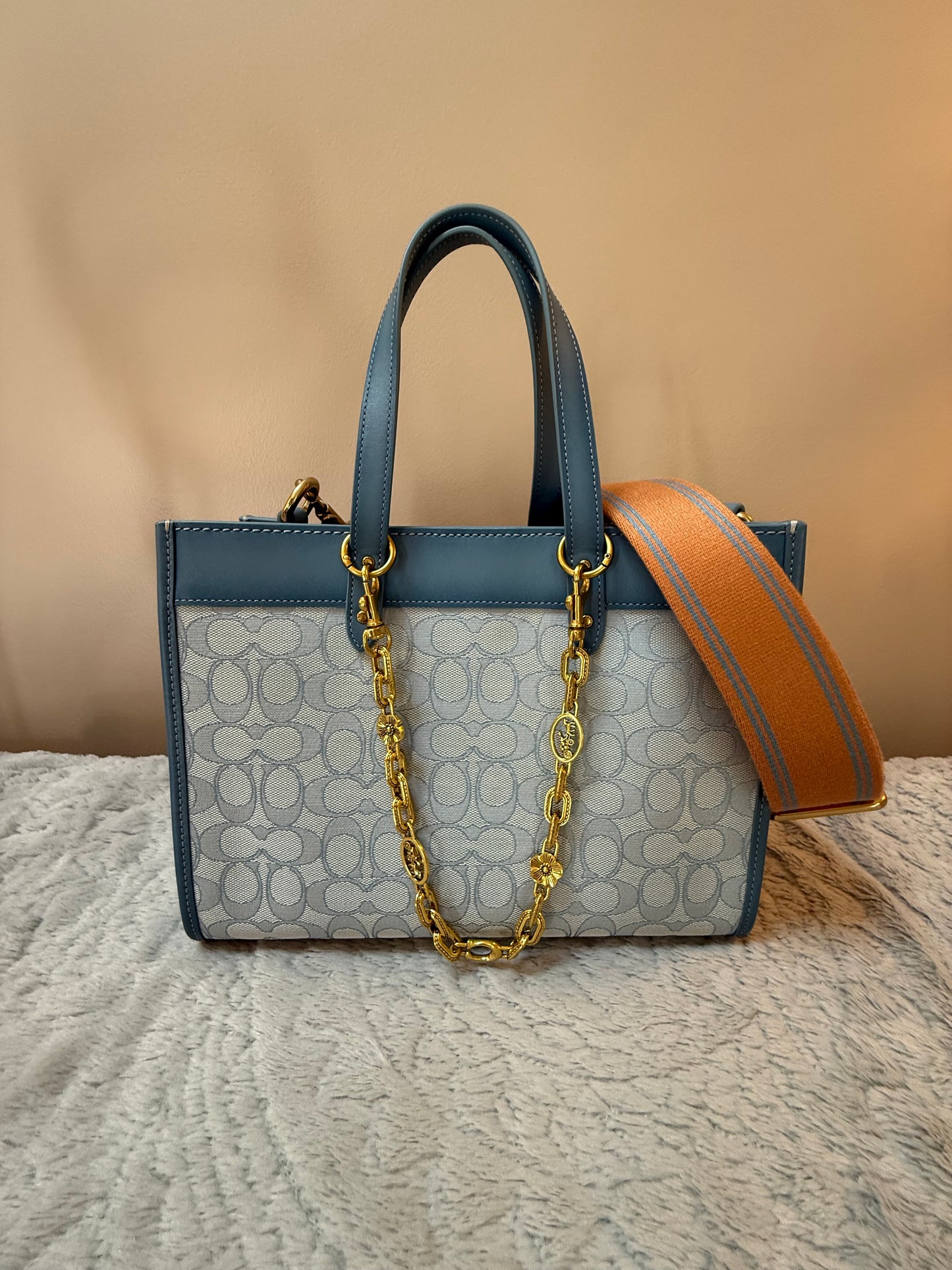Coach Field 30 Small Signature Jacquard Tote - Blue