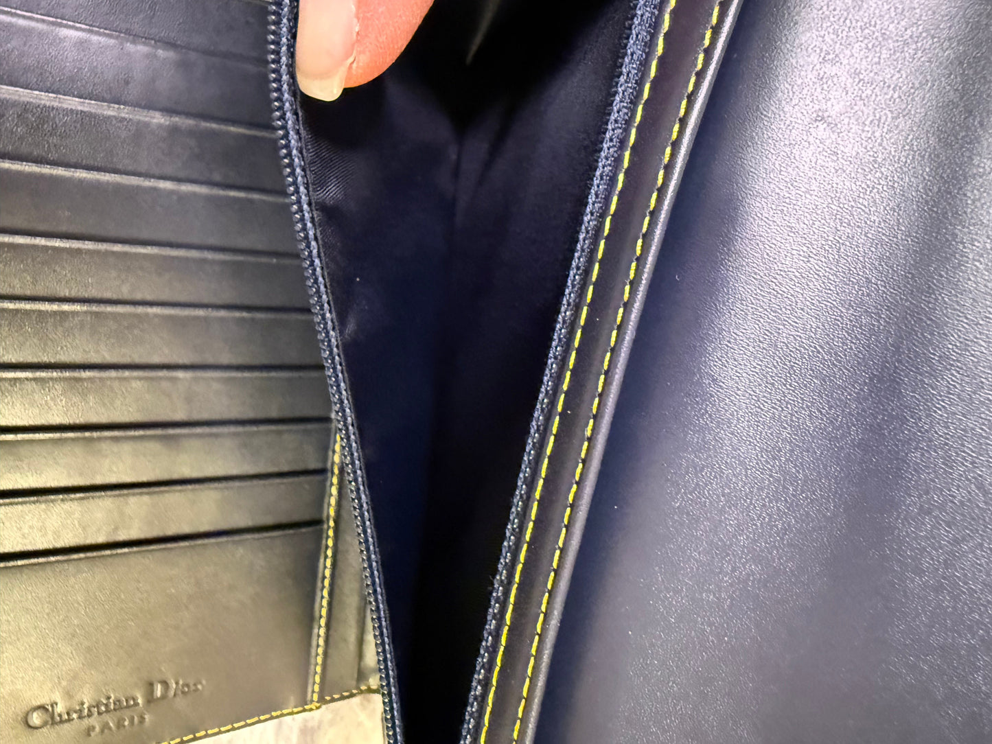 Dior Navy Blue Monogram Trotter Saddle Flap Long Wallet