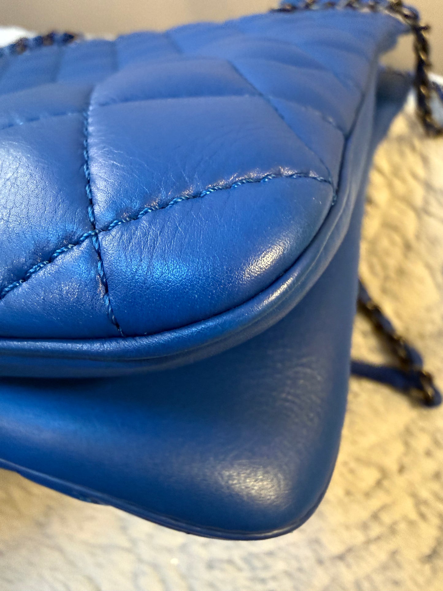 CHANEL Quilted Lambskin Matelassé Tote — Royal Blue | Gunmetal Hardware