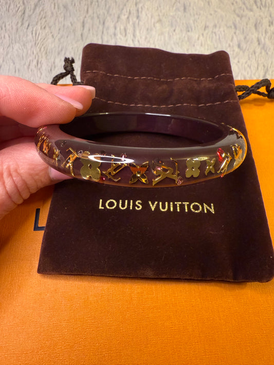 Louis Vuitton Resin Swarovski Medium Inclusion Bracelet PM Maroon.