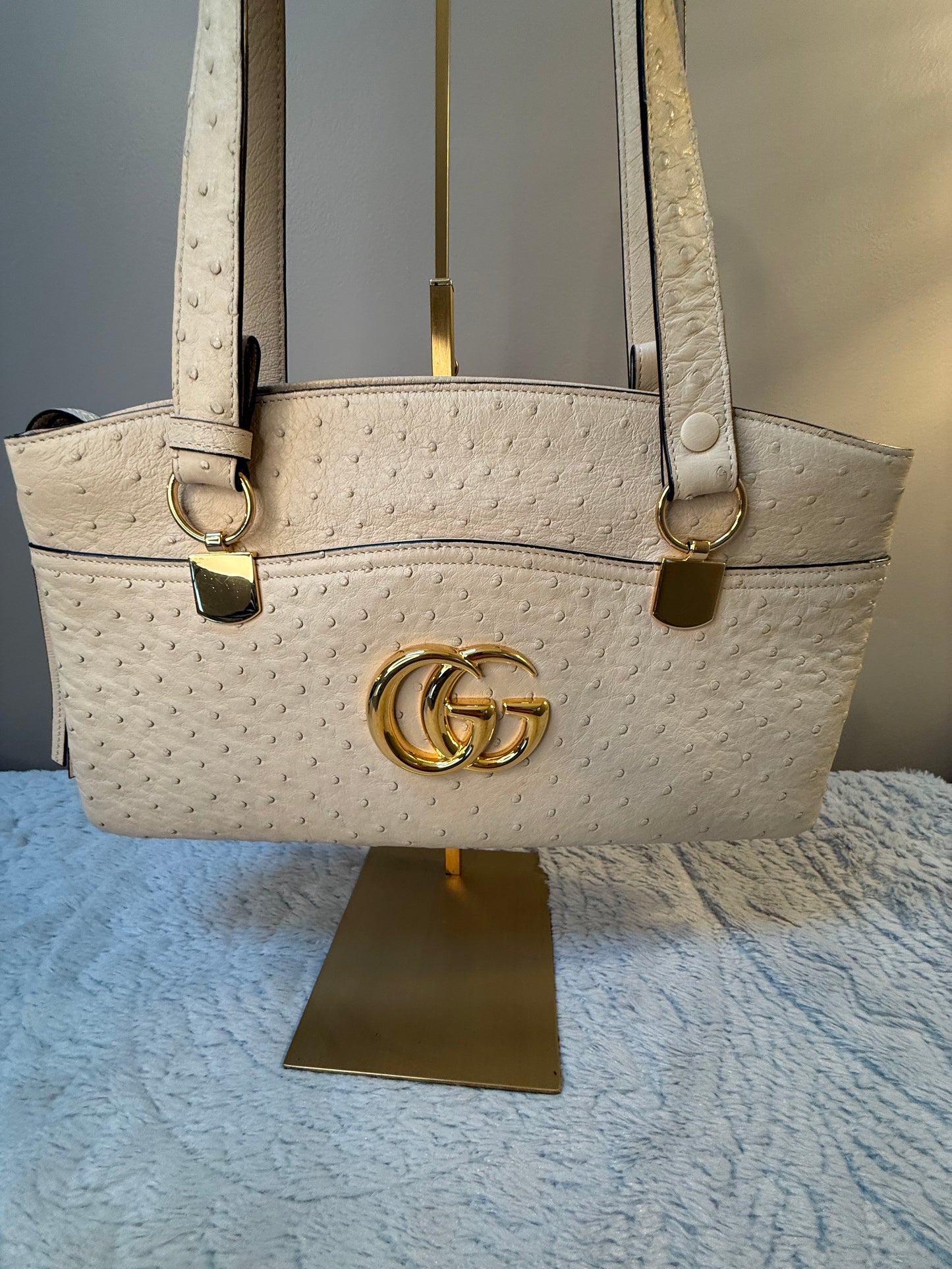 Gucci Ostrich Arli Top Handle Bag