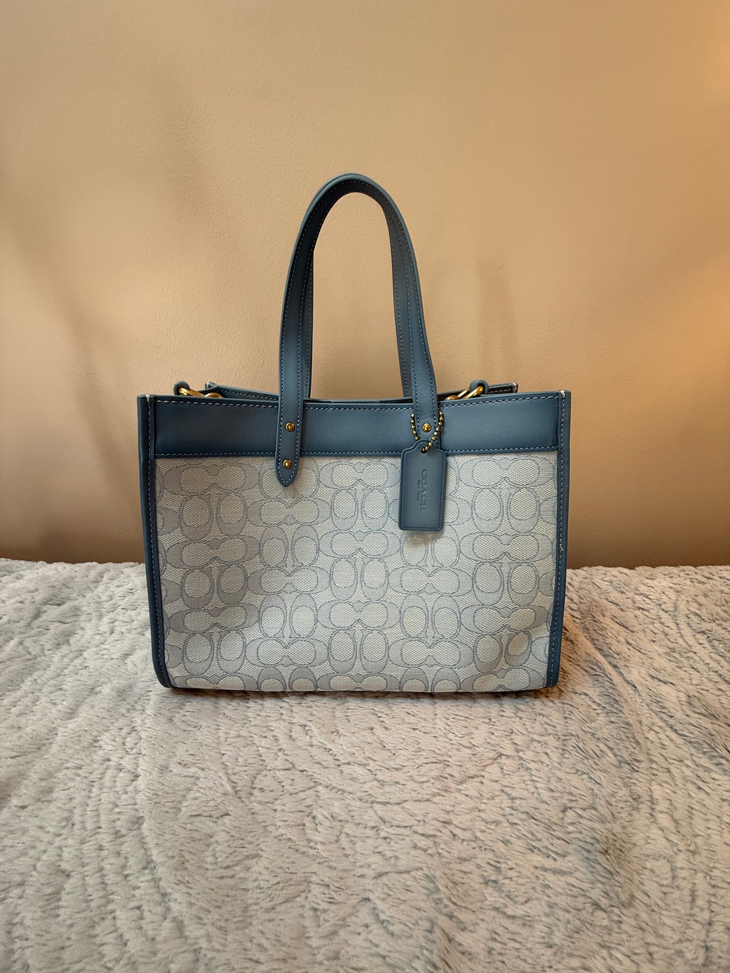 Coach Field 30 Small Signature Jacquard Tote - Blue