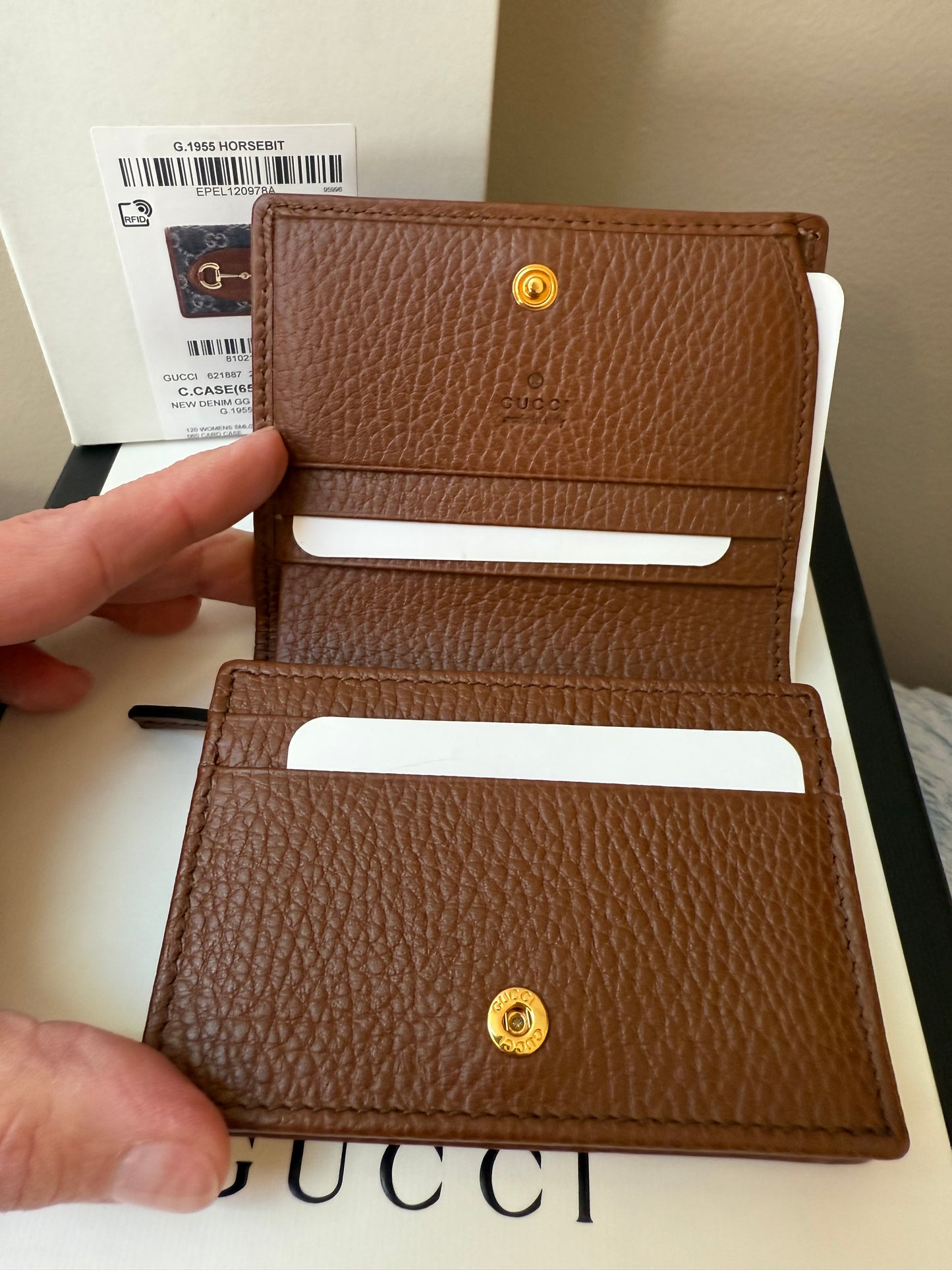 Gucci Denim Horsebit Compact Wallet ( New with box)