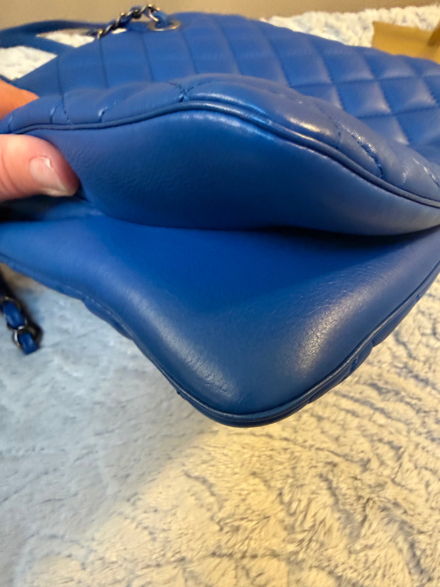 CHANEL Quilted Lambskin Matelassé Tote — Royal Blue | Gunmetal Hardware