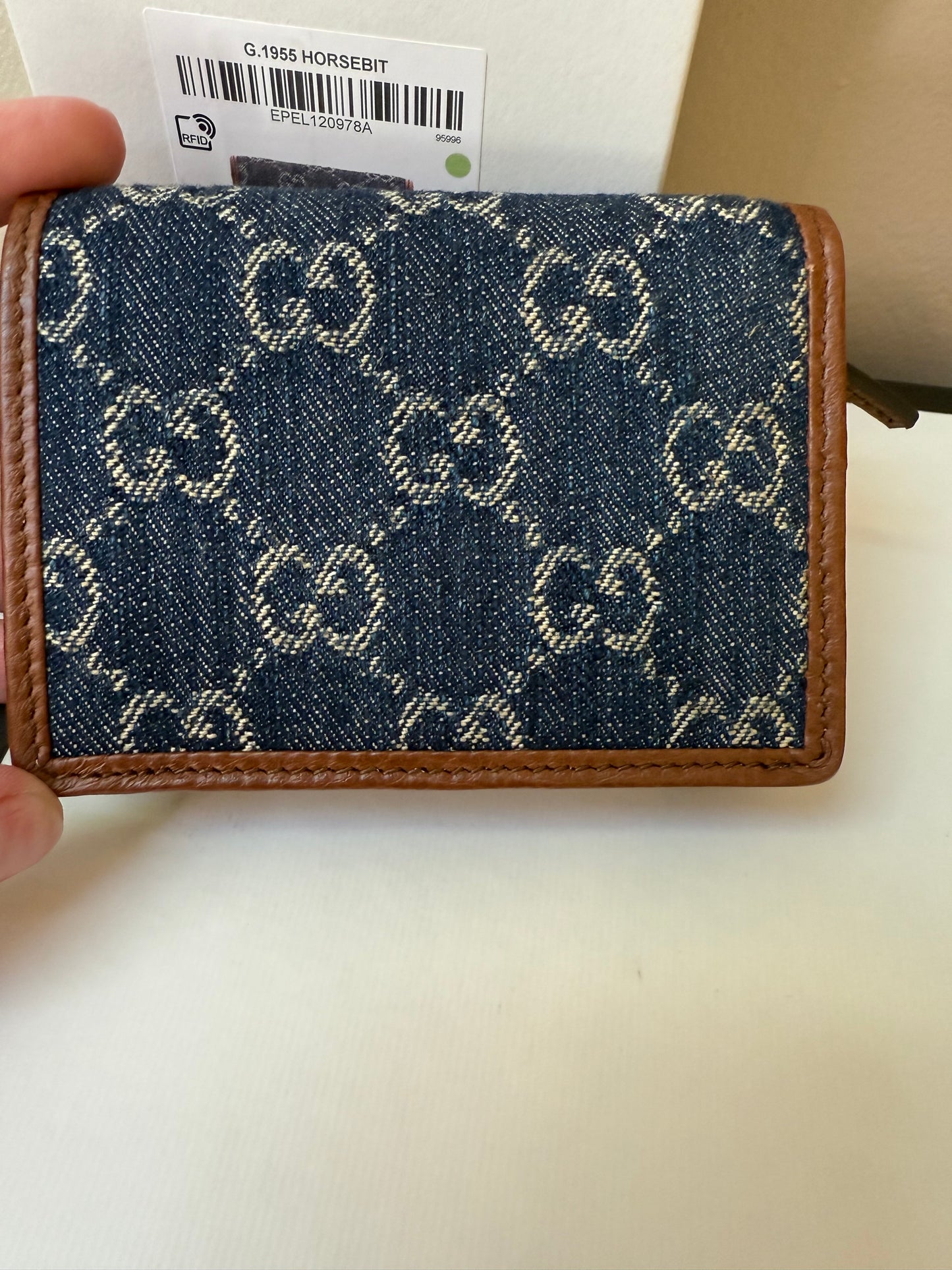 Gucci Denim Horsebit Compact Wallet ( New with box)