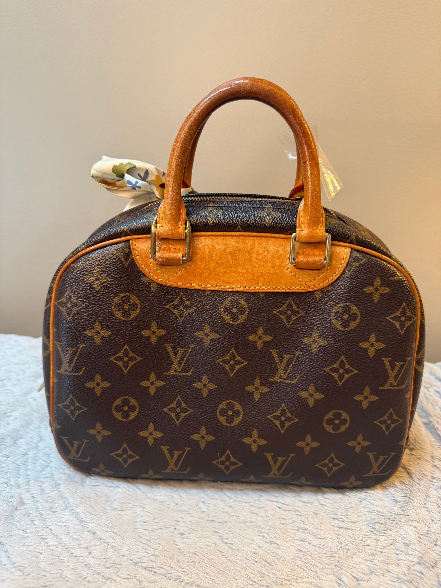 Louis Vuitton Trouville Vintage Satchel with Floral Scarf
