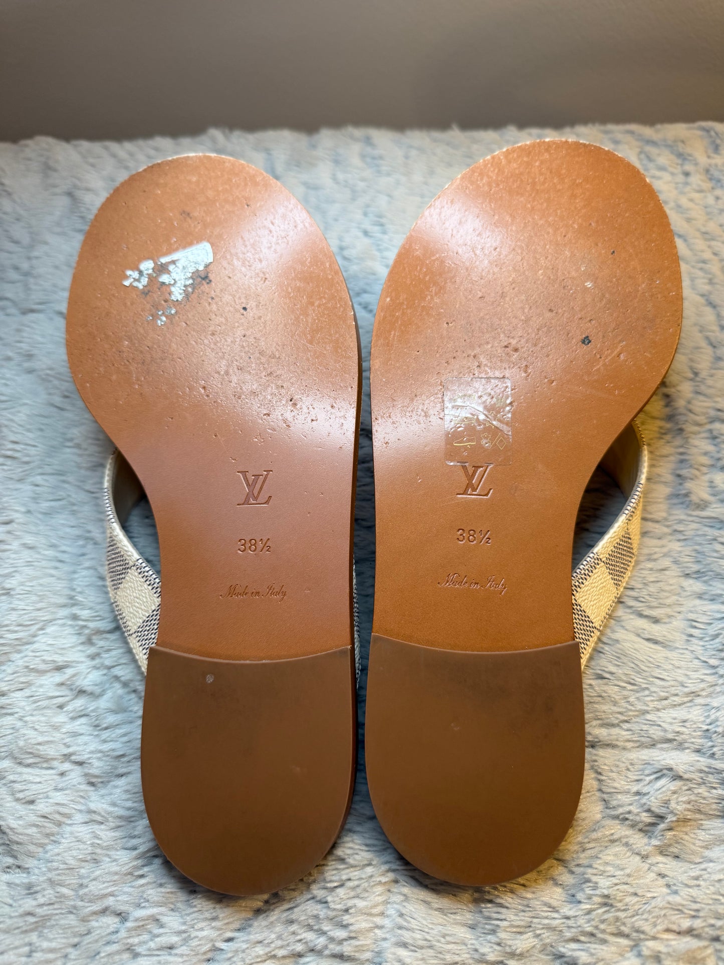 Louis Vuitton Sunny Flat Thong, Damier Azur 38.5