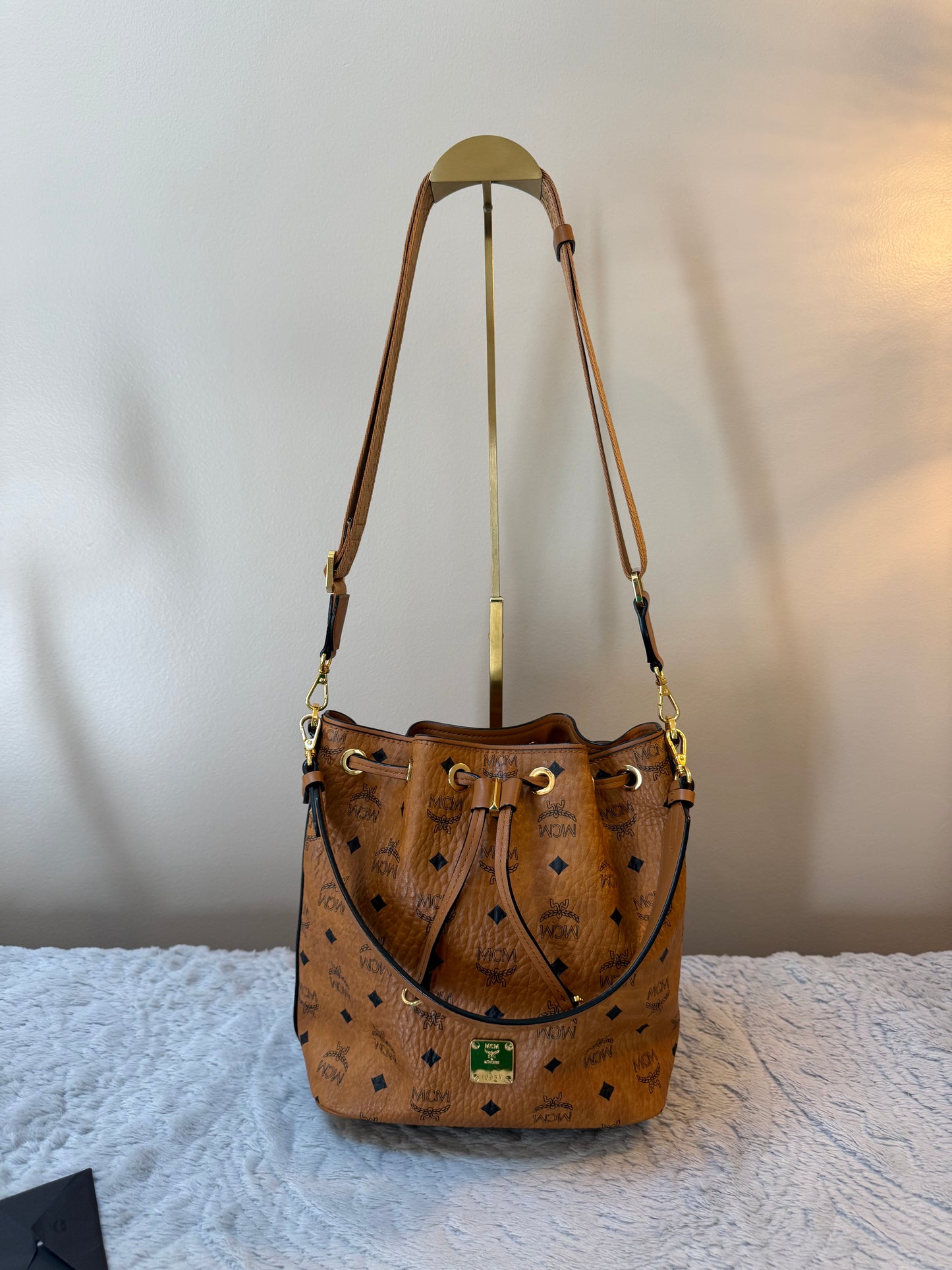 MCM Dessau Drawstring Bag In Visetos- Medium