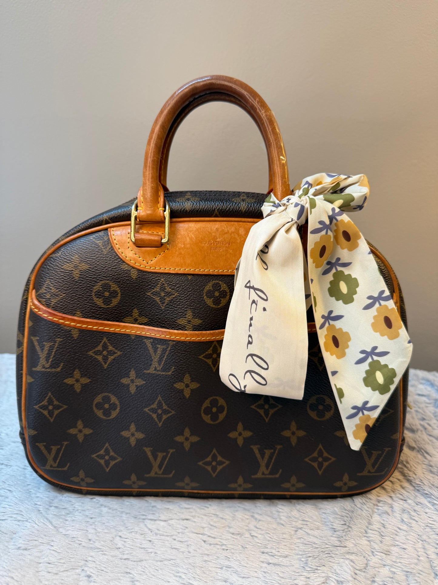 Louis Vuitton Trouville Vintage Satchel with Floral Scarf