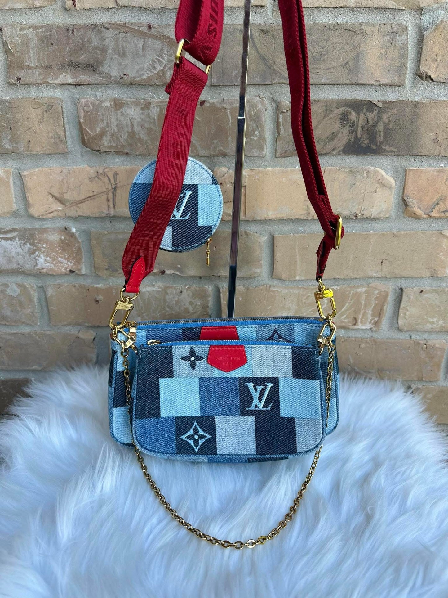 Louis Vuitton Multi Pochette Denim Damier monogram Patchwork-rare!