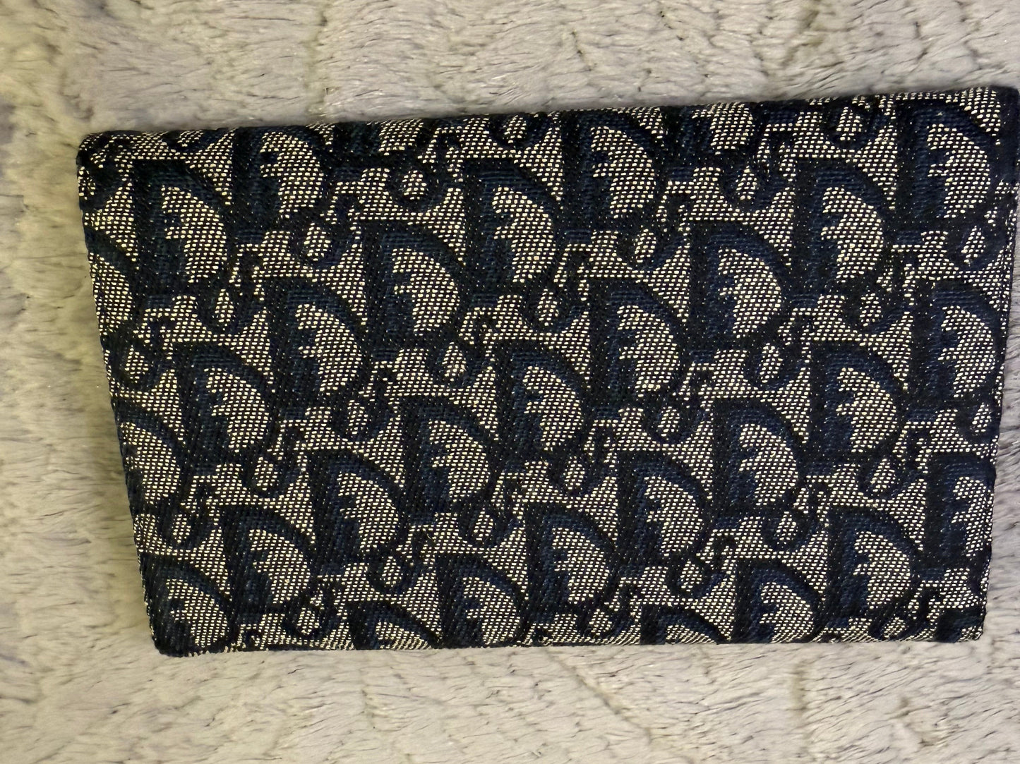 Dior Navy Blue Monogram Trotter Saddle Flap Long Wallet