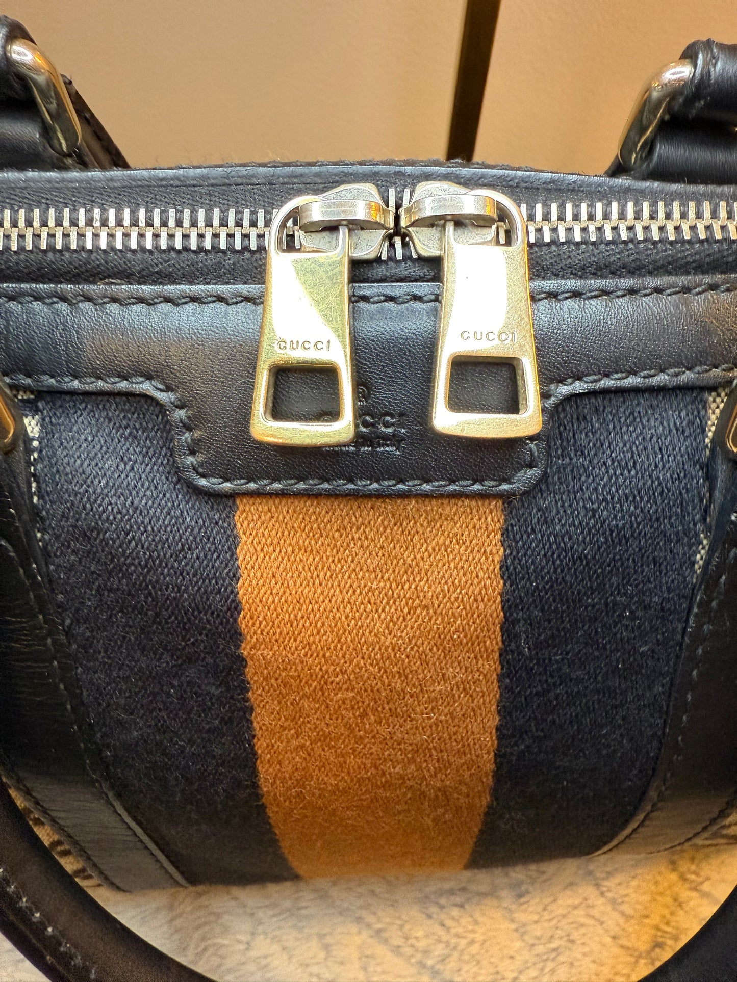 Gucci Diamante Black and Brown 2 Way Tote