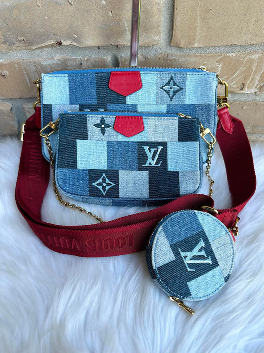 Louis Vuitton Multi Pochette Denim Damier monogram Patchwork-rare!