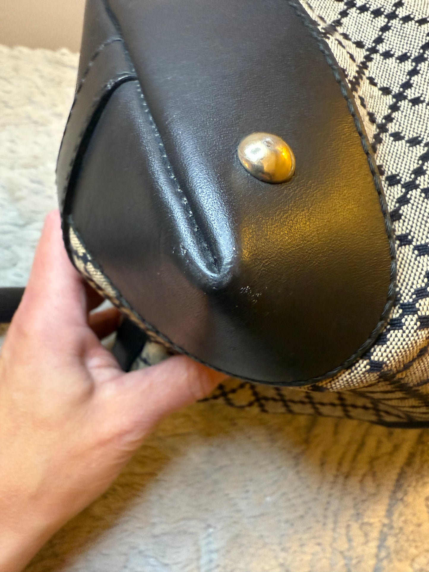 Gucci Diamante Black and Brown 2 Way Tote