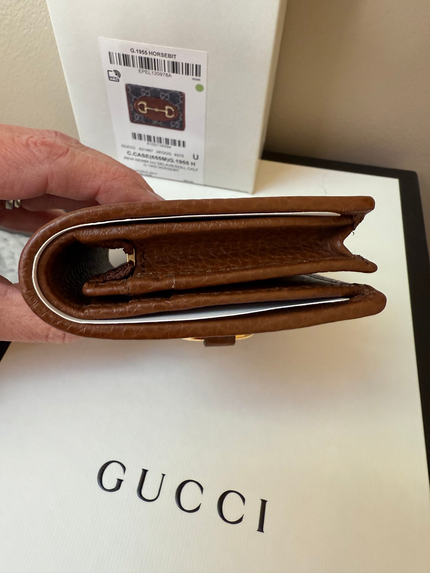 Gucci Denim Horsebit Compact Wallet ( New with box)