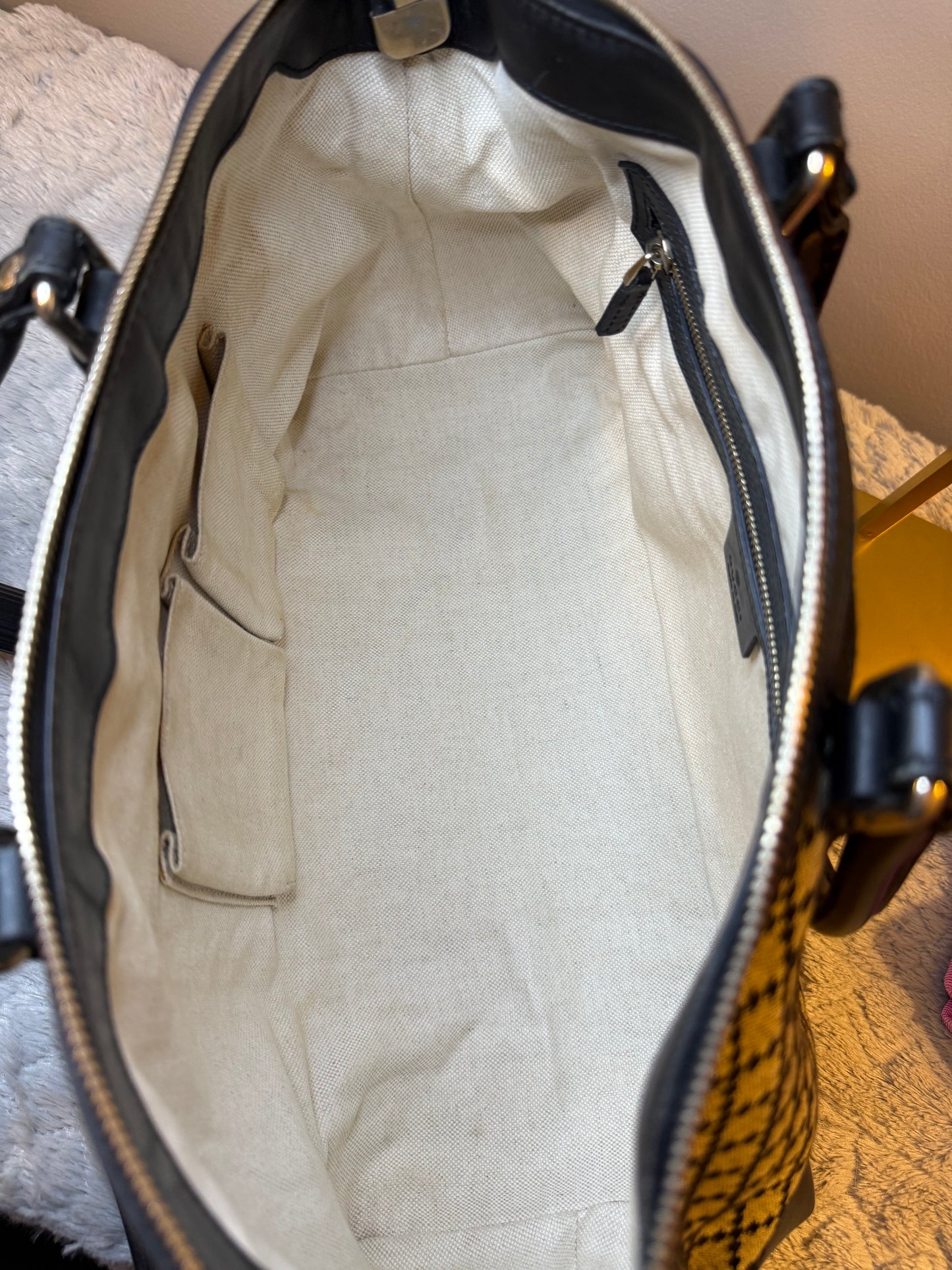 Gucci Diamante Black and Brown 2 Way Tote