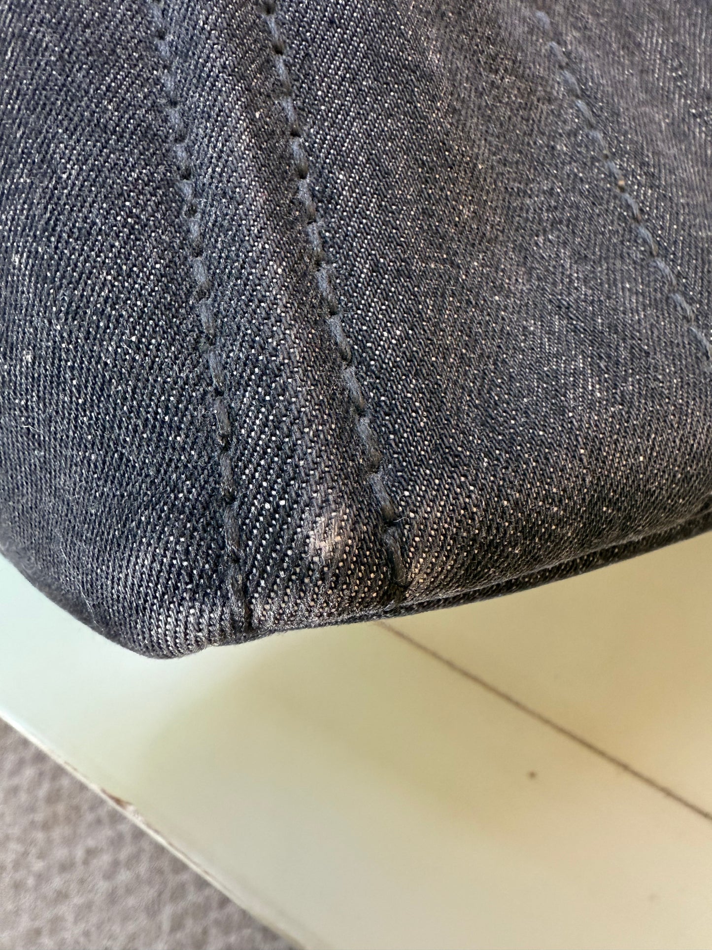 Prada Canapa logo-print tote bag in black denim