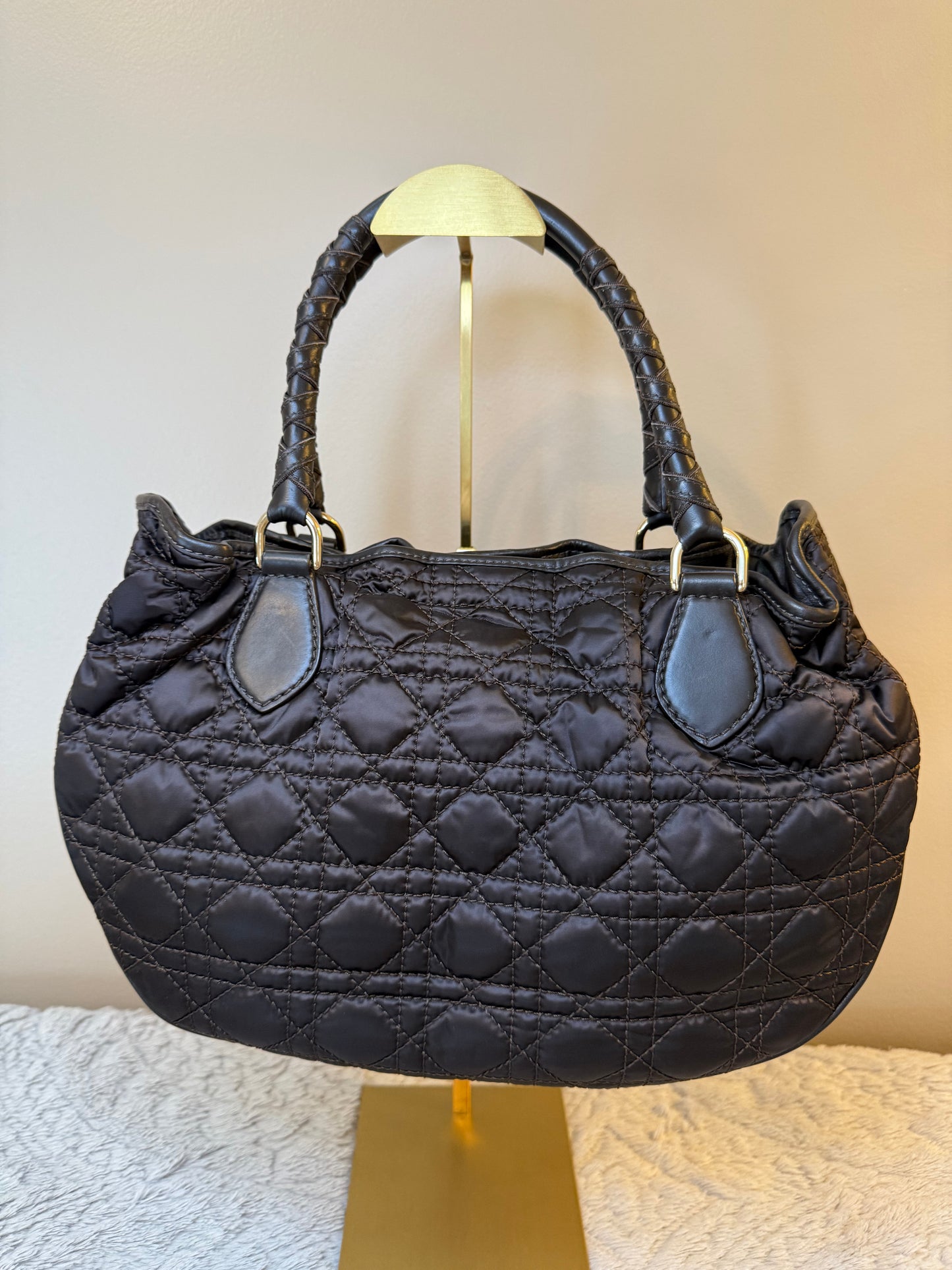 Christian Dior Charming Cannage
Quilted Satin Tote bag in black
