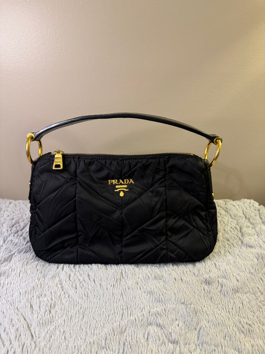 Prada Tessuto Chevron Quilted Nylon Hobo Bag