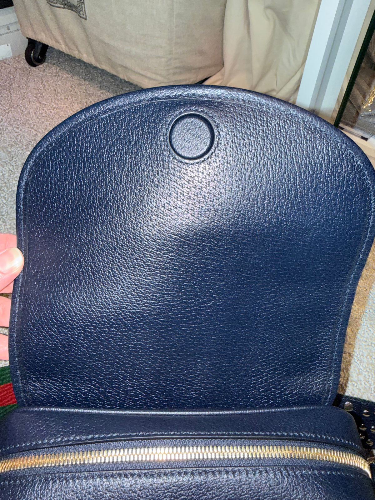 Gucci Navy Leather Crossbody with 2 Straps Red and Green Strap/ Blue Leather
