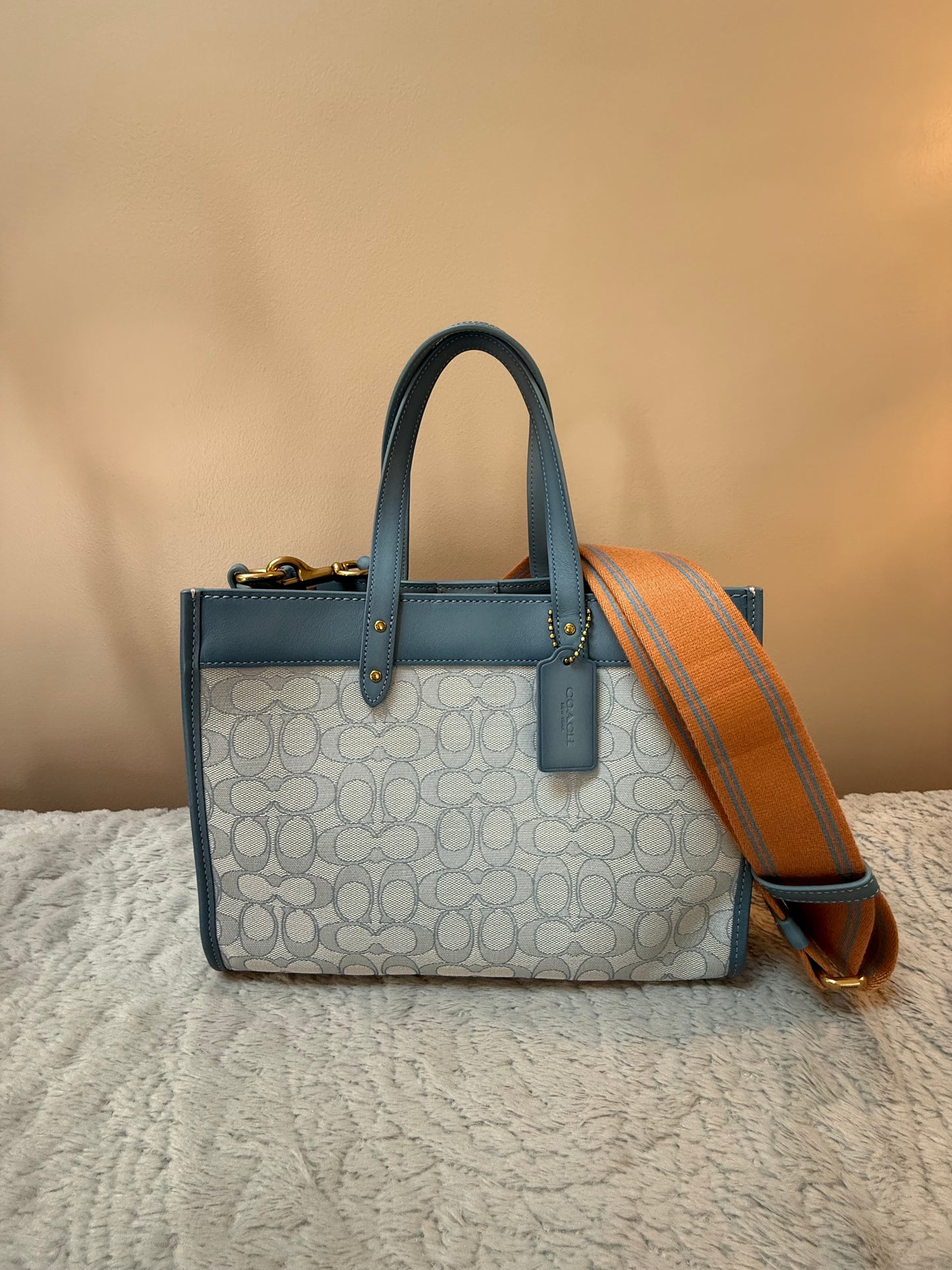 Coach Field 30 Small Signature Jacquard Tote - Blue